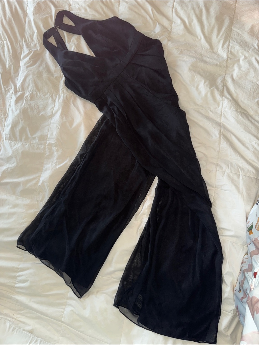Dessy Collection Black Wide-Leg Crossover Jumpsuit